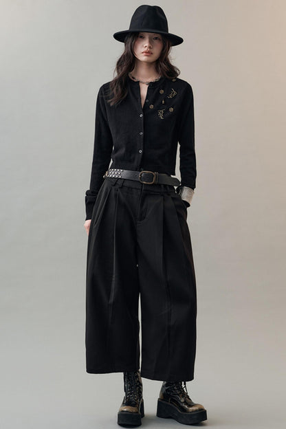 Yuan Tencel Black Tapered Pants