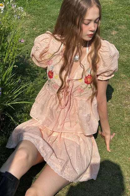 Summer Lace Top Skirt Set-Up