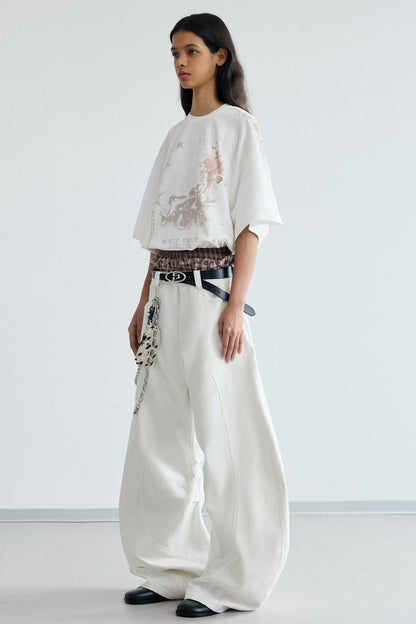 Deconstructed Wide-Leg Pants