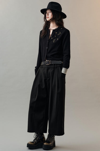 Yuan Tencel Black Tapered Pants