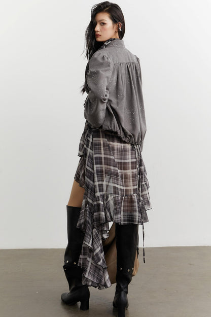 Vintage Disco Bright Diamond Pleated Short Jacket