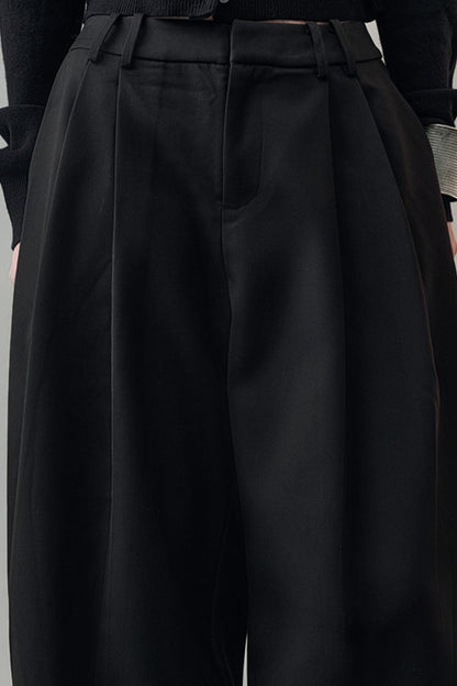 Yuan Tencel Black Tapered Pants