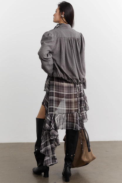 Vintage Disco Bright Diamond Pleated Short Jacket