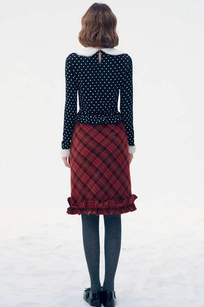 Retro Plaid Lace Skirt