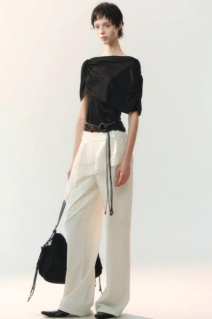 Ink Pleated Lace T-Shirt