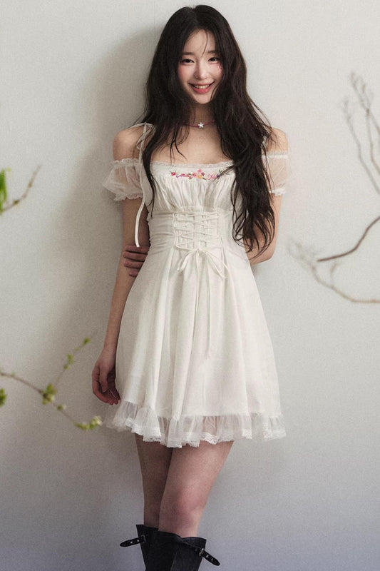 White Lace Floral Dress
