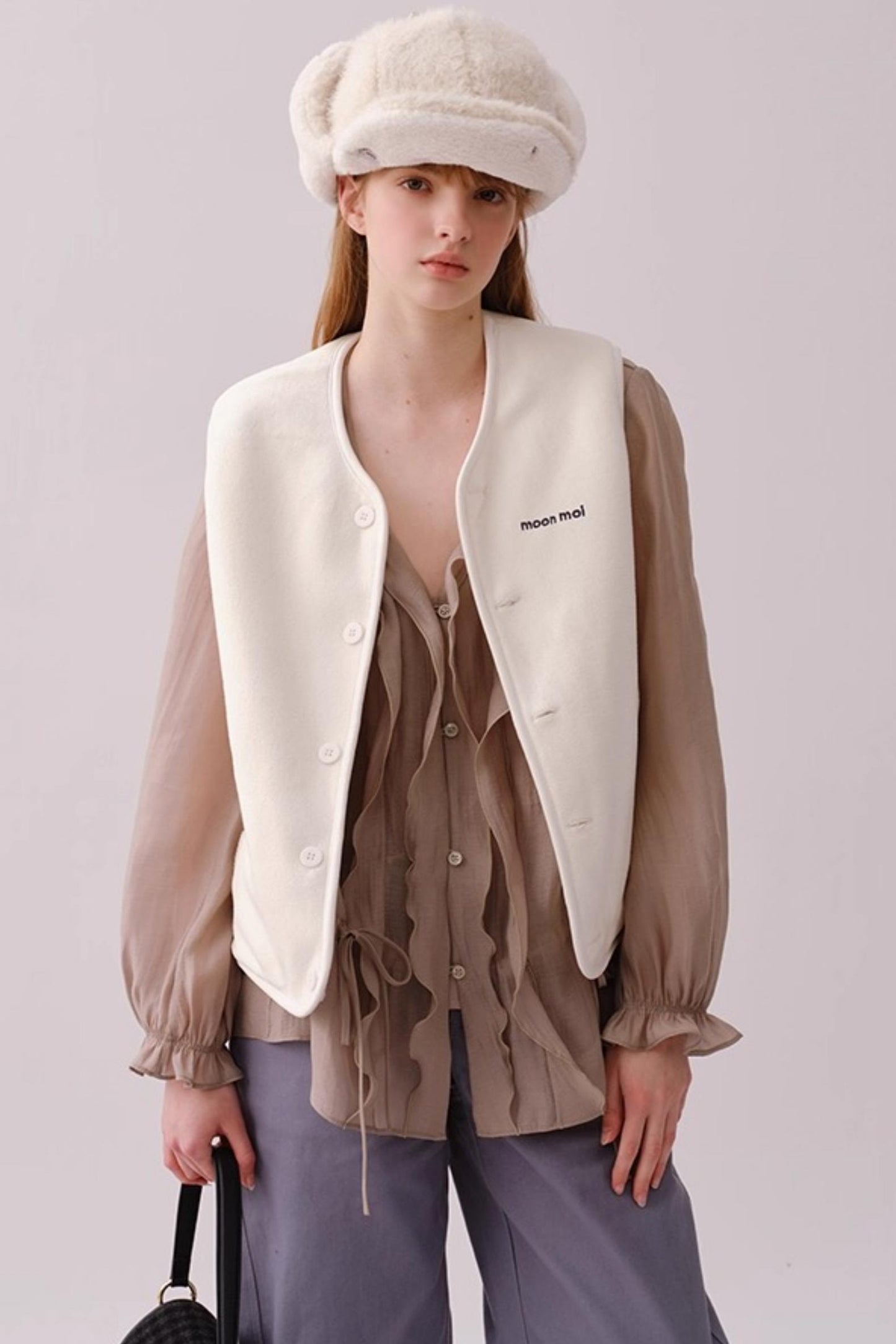 Reversible Floral Embroidered Vest Jacket