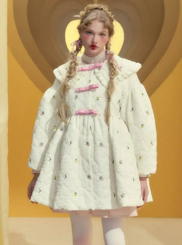 Loose mid-length padded quilted jacket