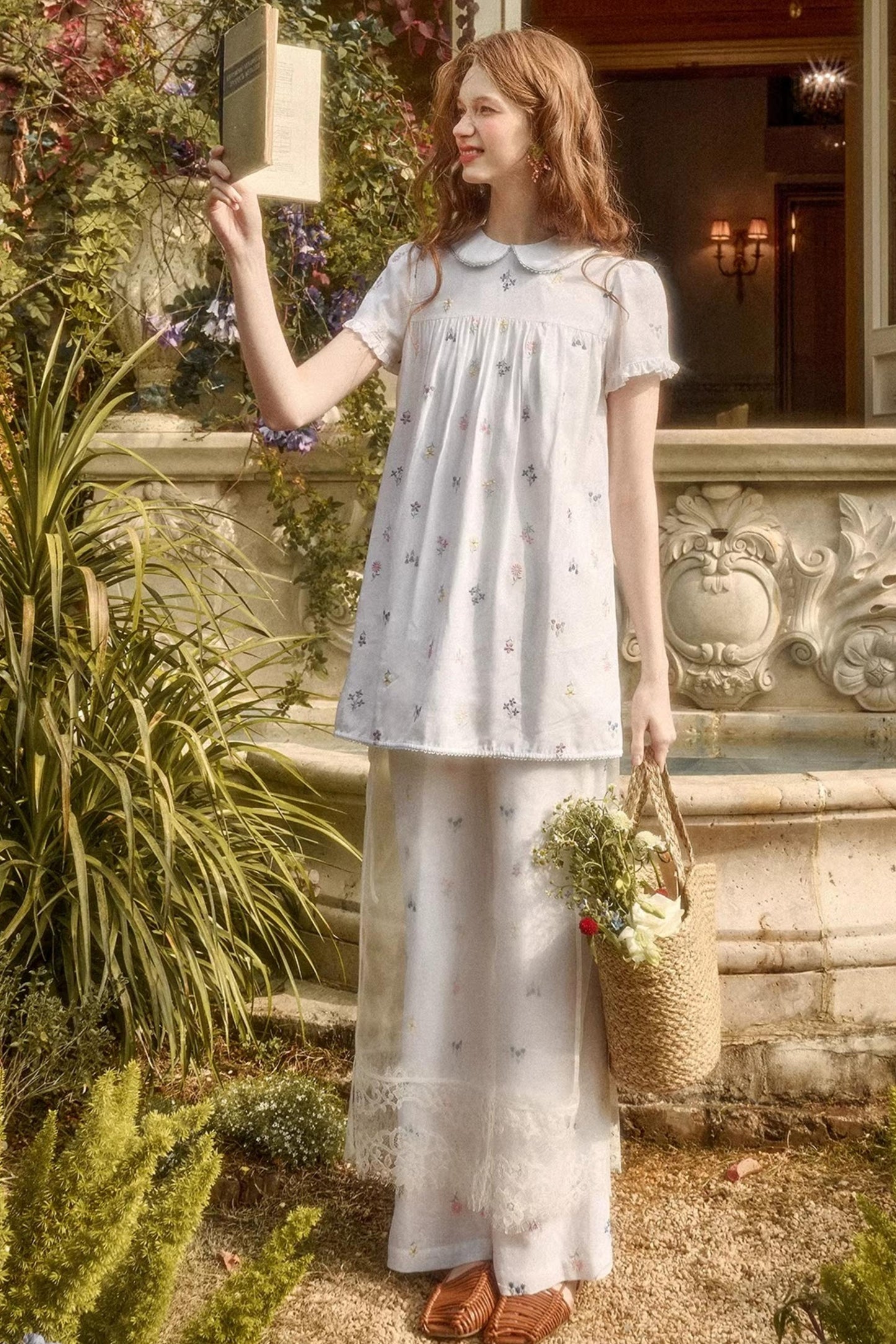 Milky Way Embroidery Linen Shirt Set-Up