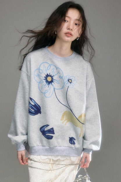 Flying Bird Print Skirt