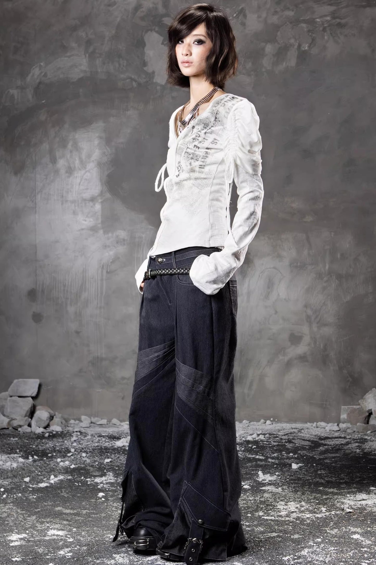 Retro-Denimhose mit weitem Bein