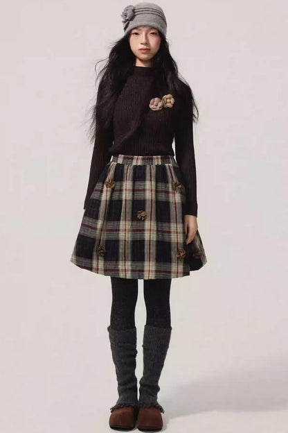 Detachable Corsage Turtleneck Sweater