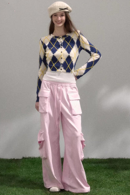 Retro Quilted Knit Sweater