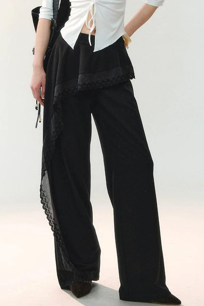 Mulberry Silk Asymmetrical Wide-Leg Pants