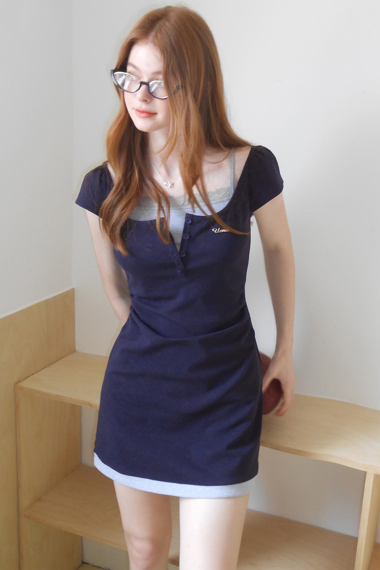 Lace Navy A-Line Dress