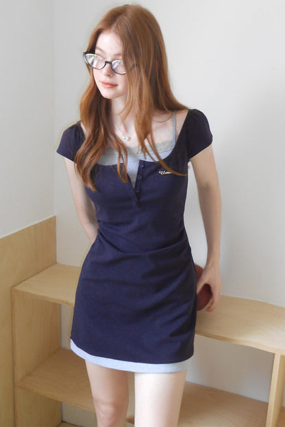 Lace Navy A-Line Dress