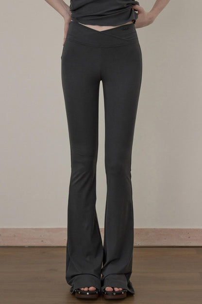 Folded Waist Slim Yoga Slacks