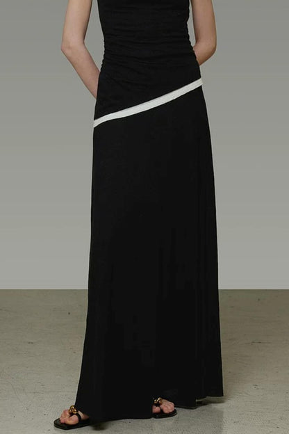 Contrasting Color Knitted Two-Piece Set-Up