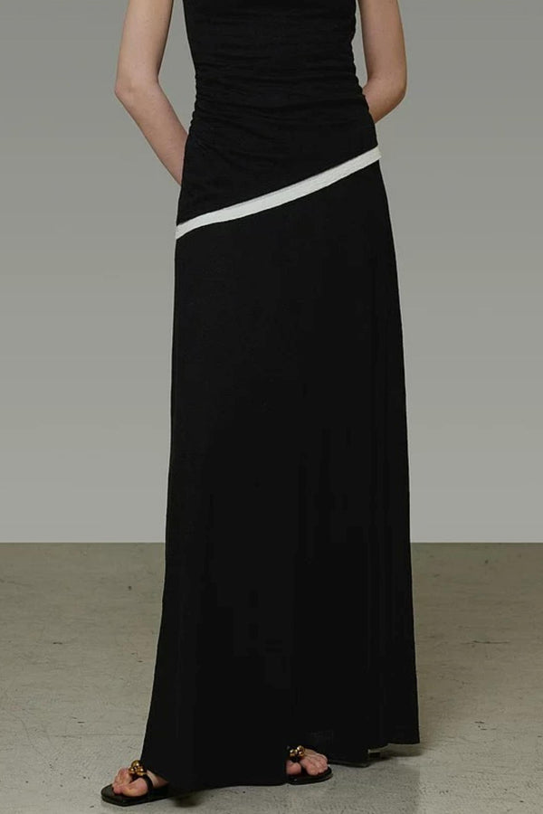 Contrasting Color Knitted Two-Piece Set-Up