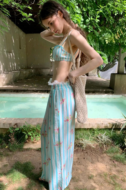 Sweet Blue Floral Plunge Sling Set-Up