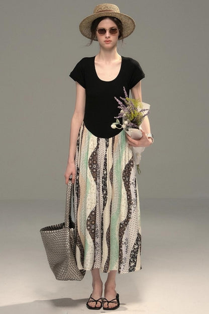 Sweet Vintage Panel Knitted Dress