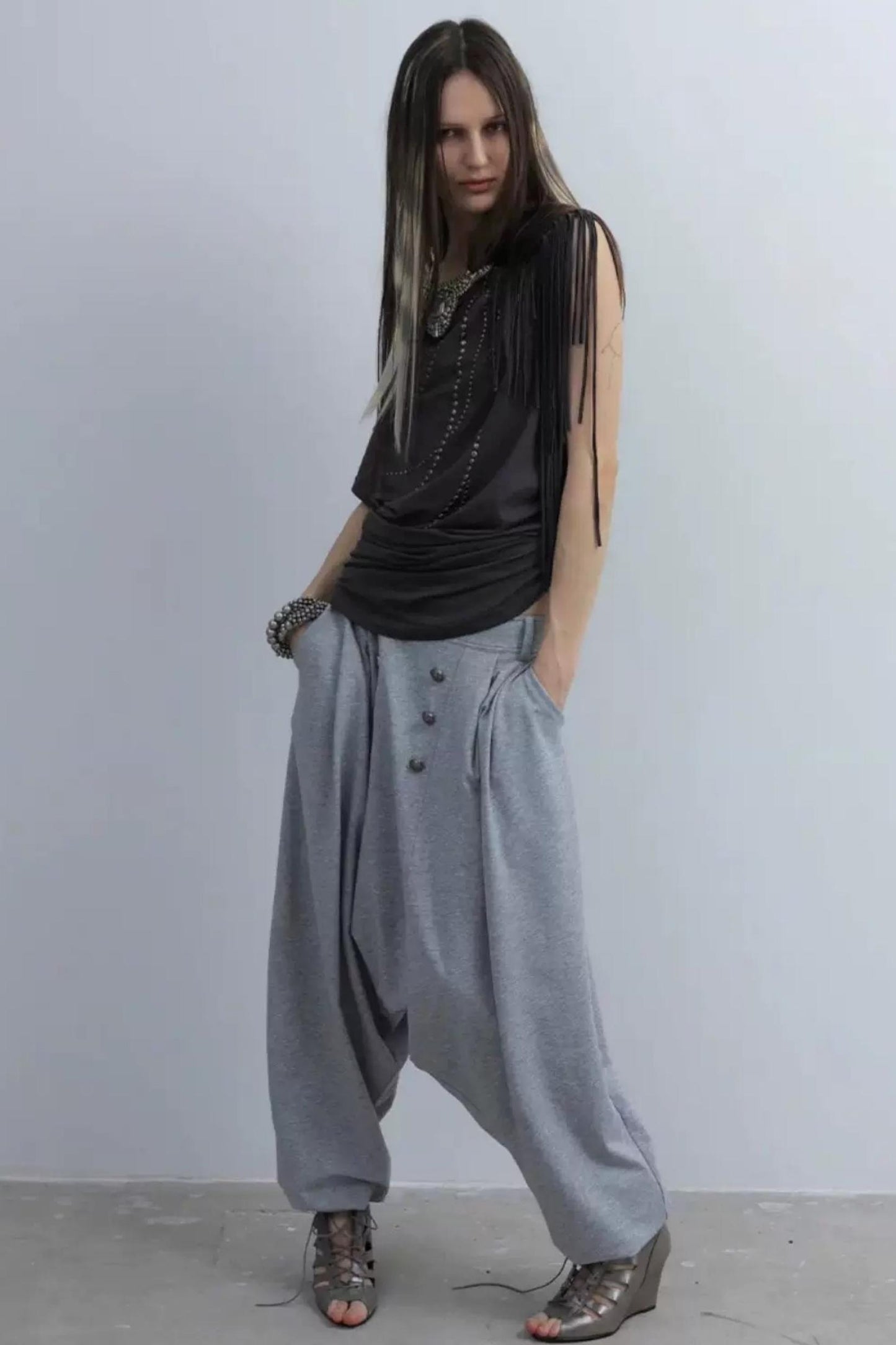 Retro Knit Harem Pants