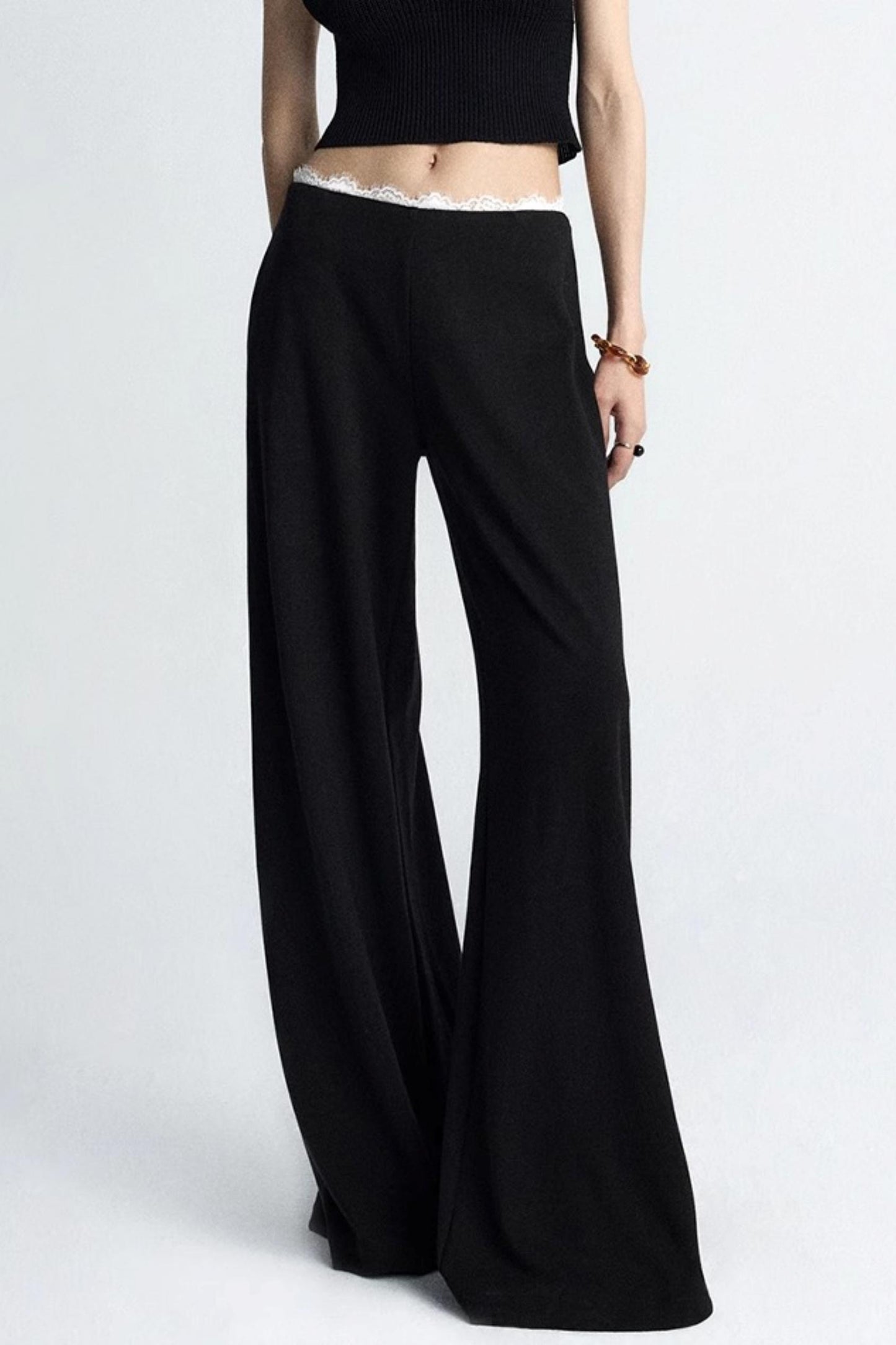 Summer Lace Draped Wide-Leg Pants