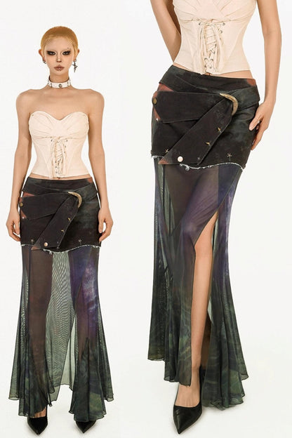 Aurora Mesh Mermaid Tail Skirt