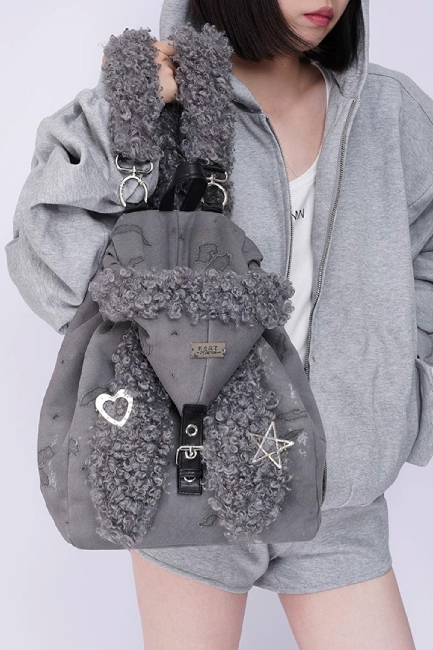 Cute Furry Rabbit Ears Backpack