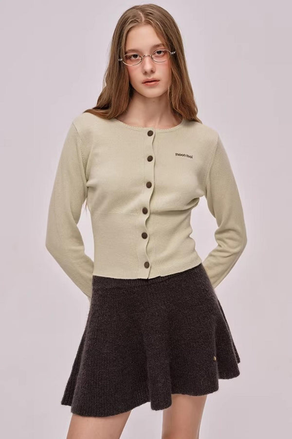 Embroidered Merino Wool Cardigan Top