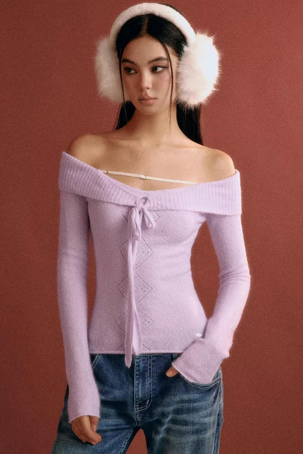 Elegant Crochet One-Shoulder Sweater
