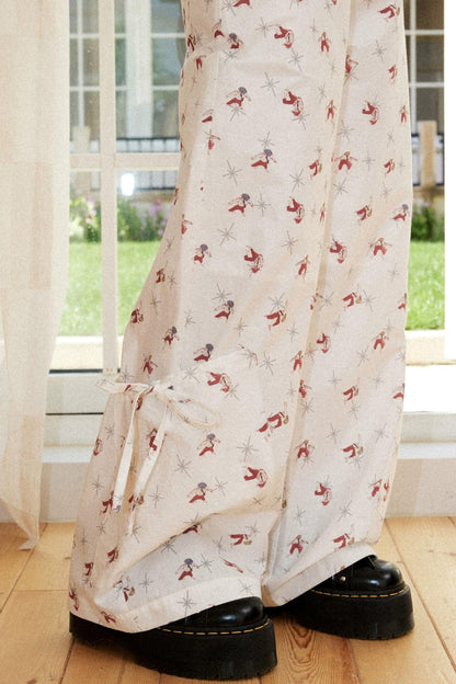 Paratrooper Print Tie-Waist Pants
