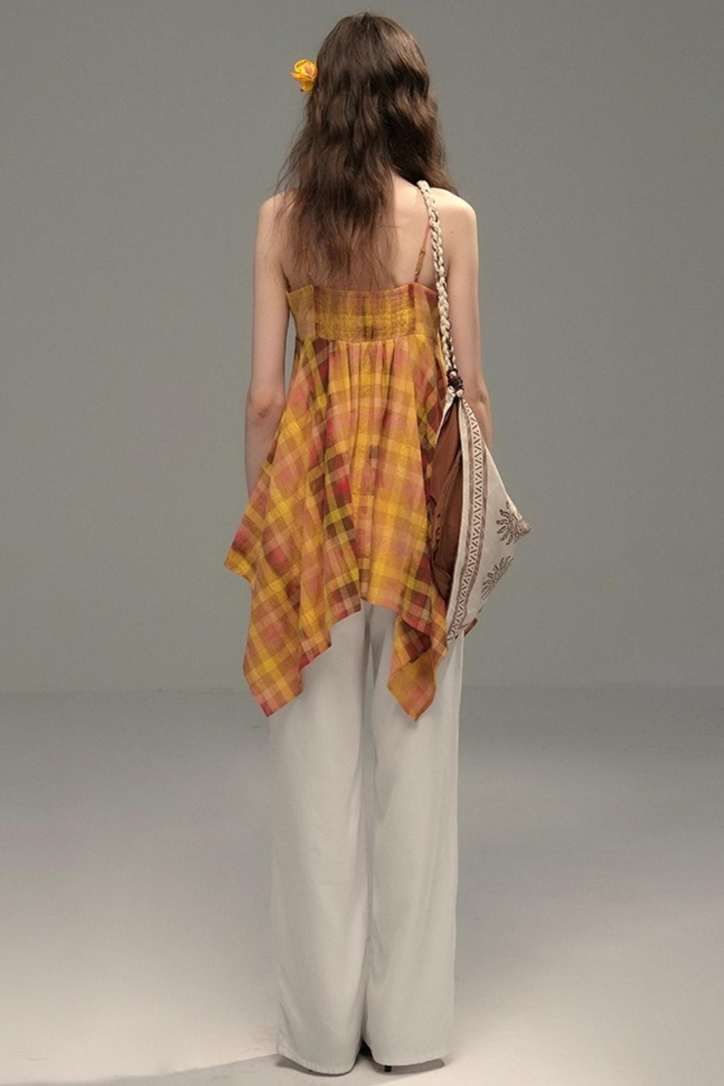 Tie-Dye Check Camisole Top