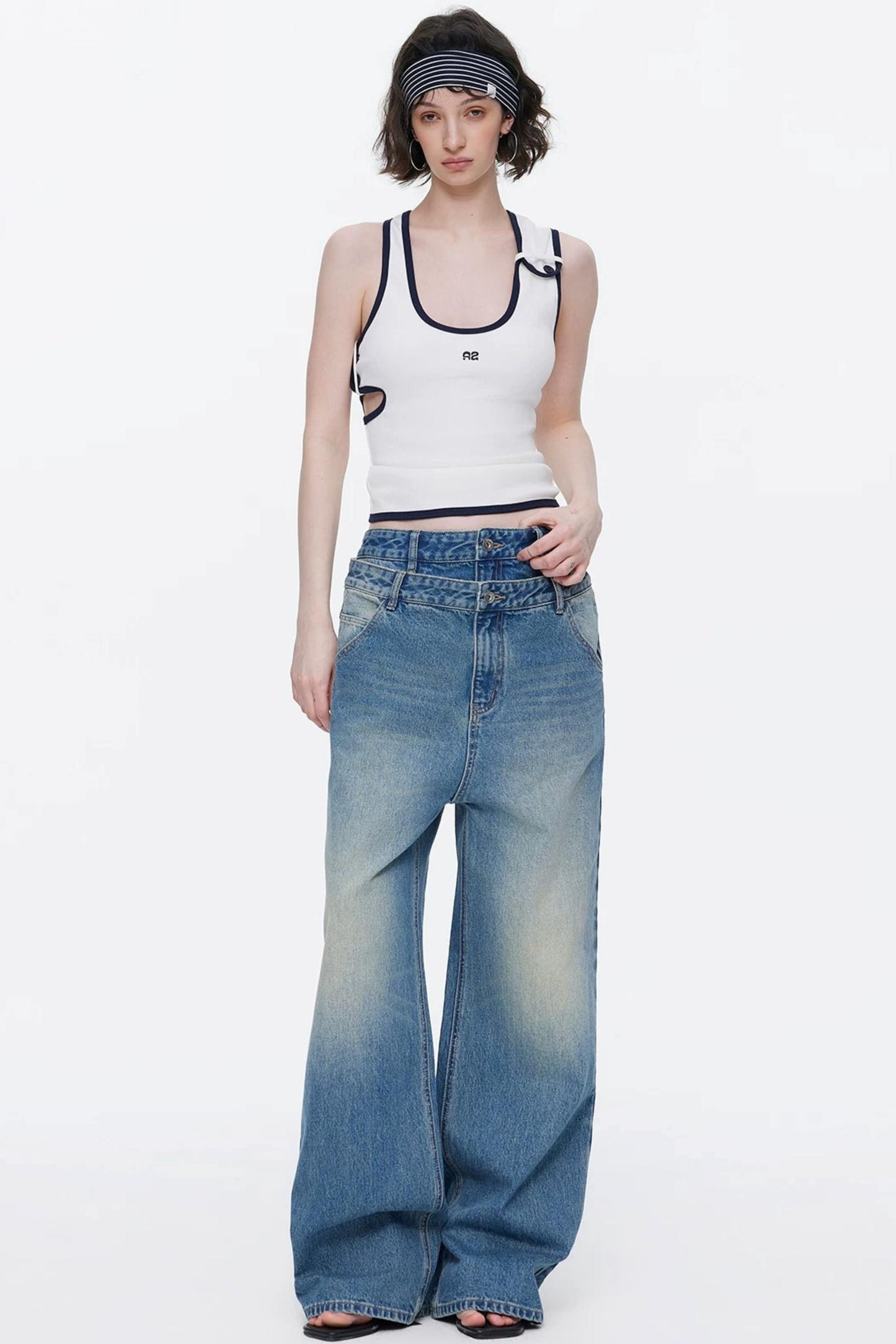 Asymmetrical Color-Blocking Tank Top