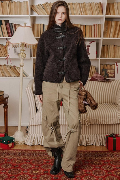 Khaki Fleece-Lined Cargo Pants