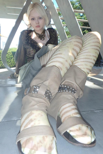 Hand-Painted Striped Ultra-Thin Stockings