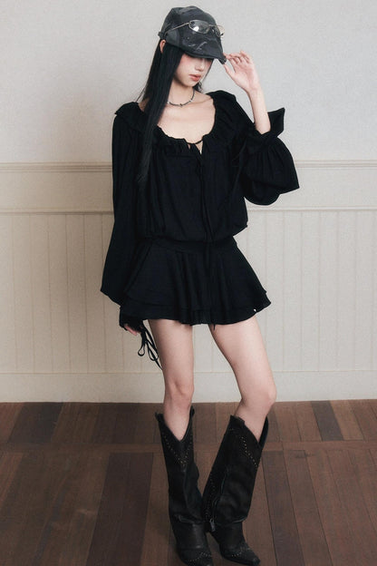Black Chiffon Satin Dress