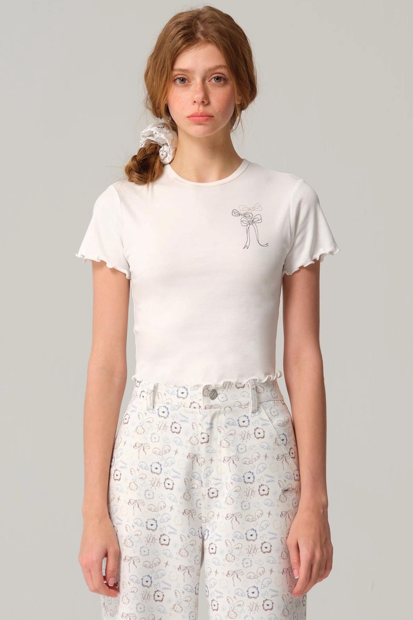 Embroidered Slim Fit Short Sleeve Top