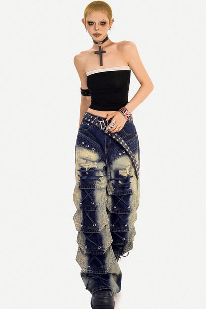 Vintage Washed Denim Pants