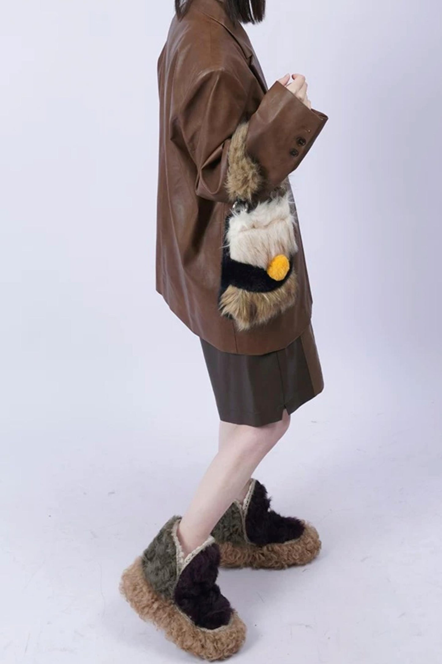Wild Furry Color-Block Bag