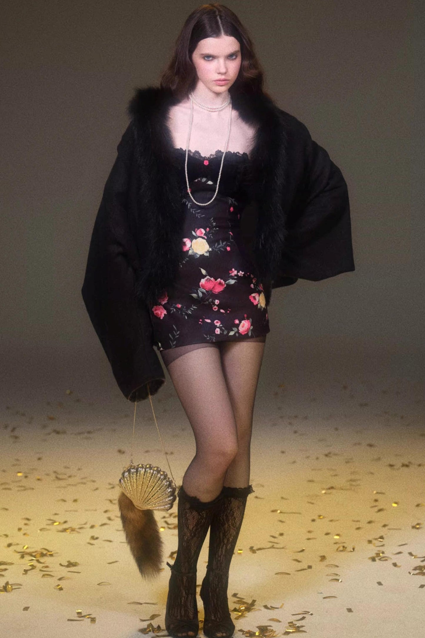 프린트 울 튜브 원피스 세트