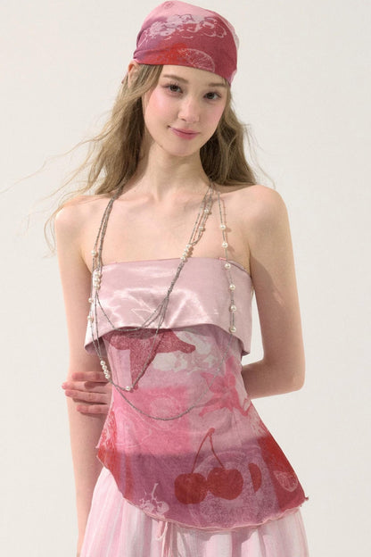 Irregular Hem Printed Tube Top