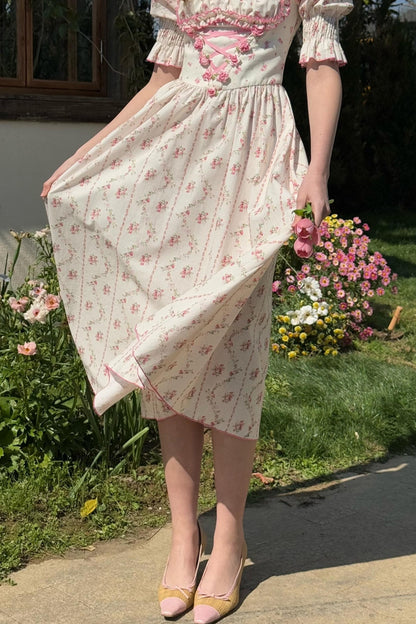 Fishbone Square Neck Dress