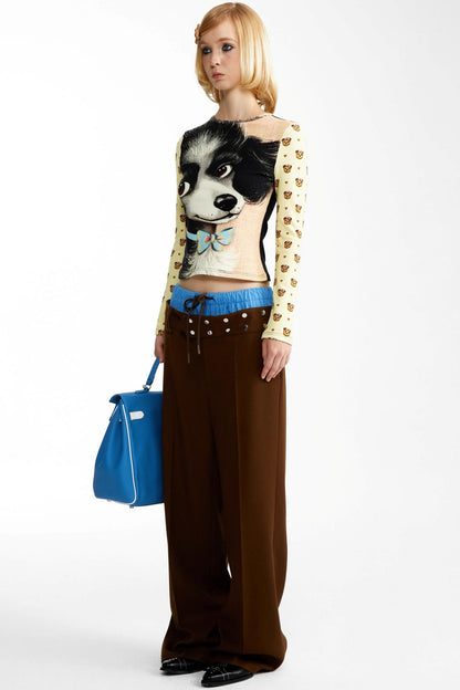 Cotton Puppy Print Base Top