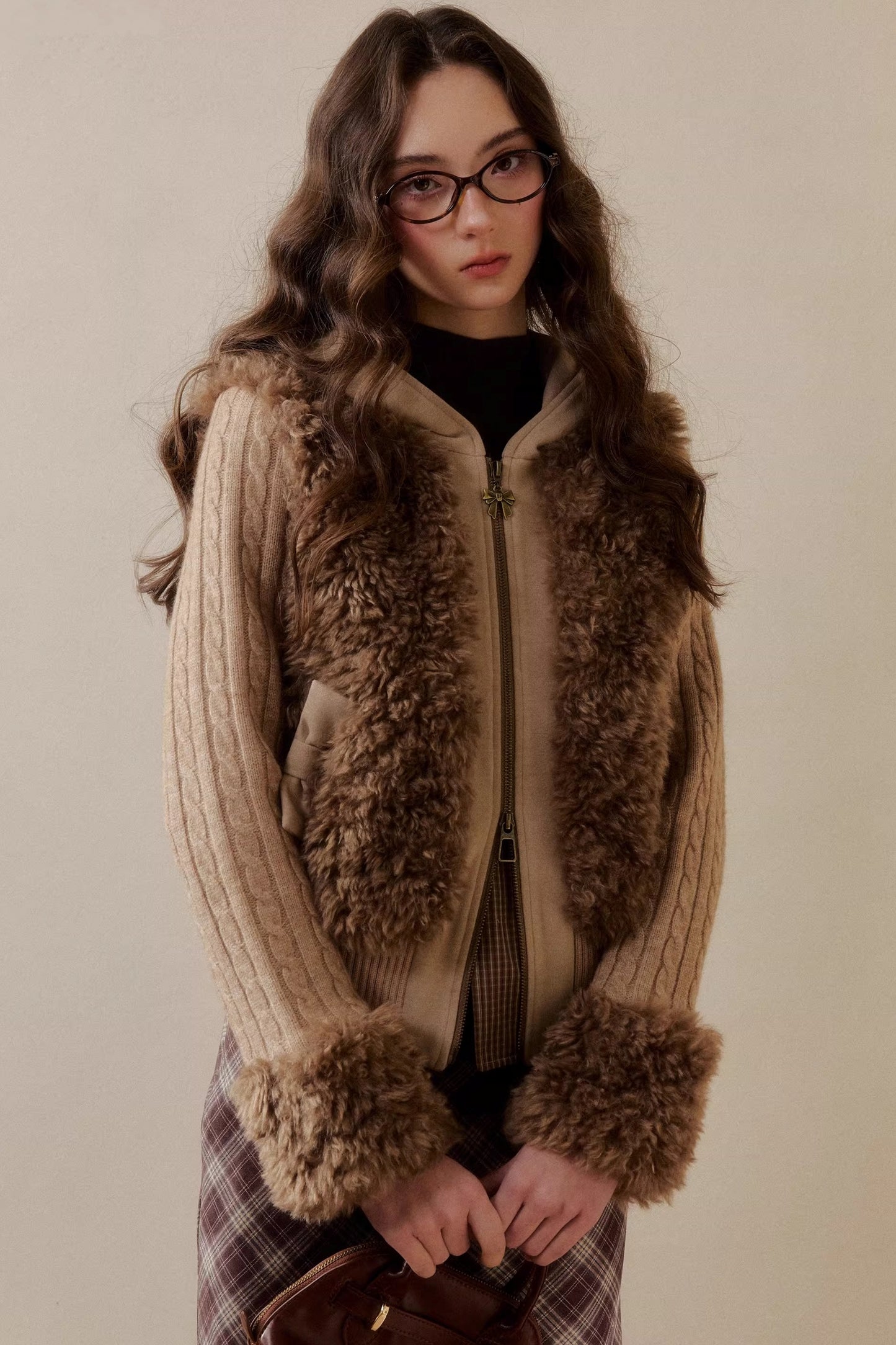 Eco-Friendly Fur Patchwork Jacket