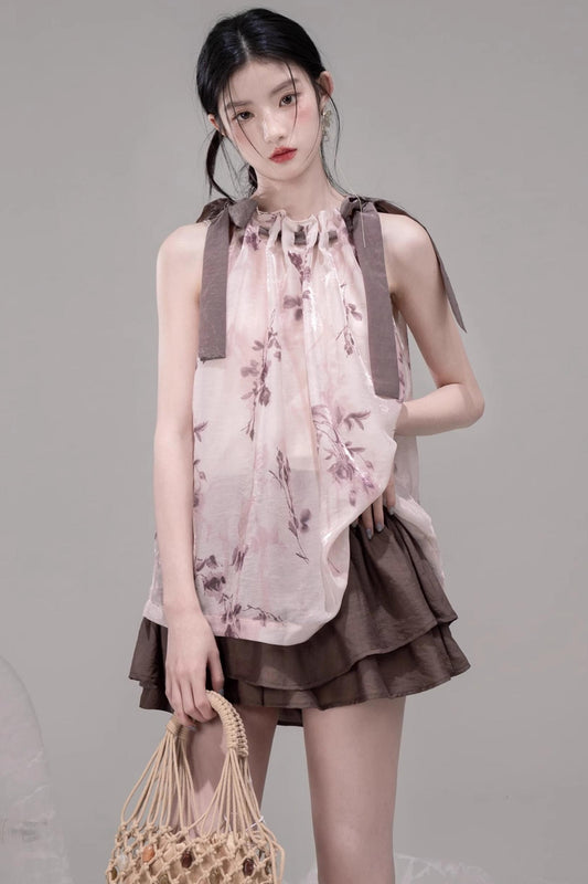 Rose Tea Set with Pleated Skirt set