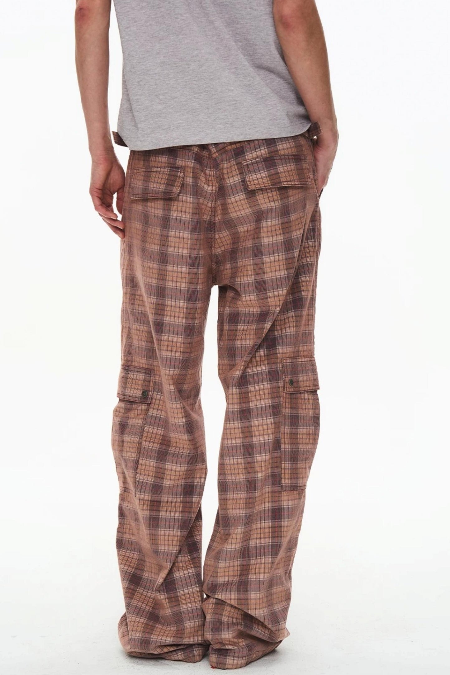 Exitmode Retro Two-Tone Plaid Cargo Pants