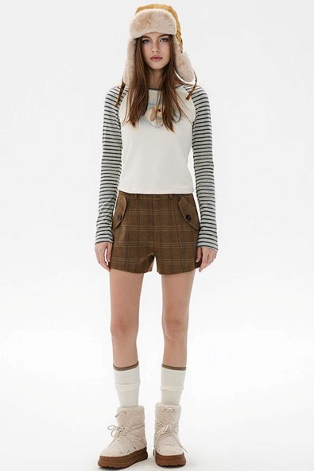 Beige Rabbit Sleeve T-Shirt