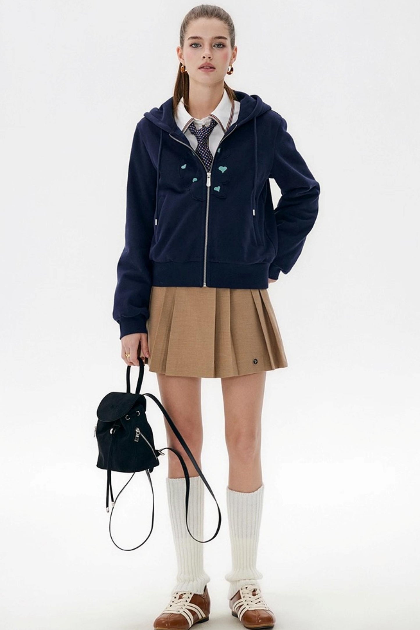 Khaki Retro Pleated Skirt