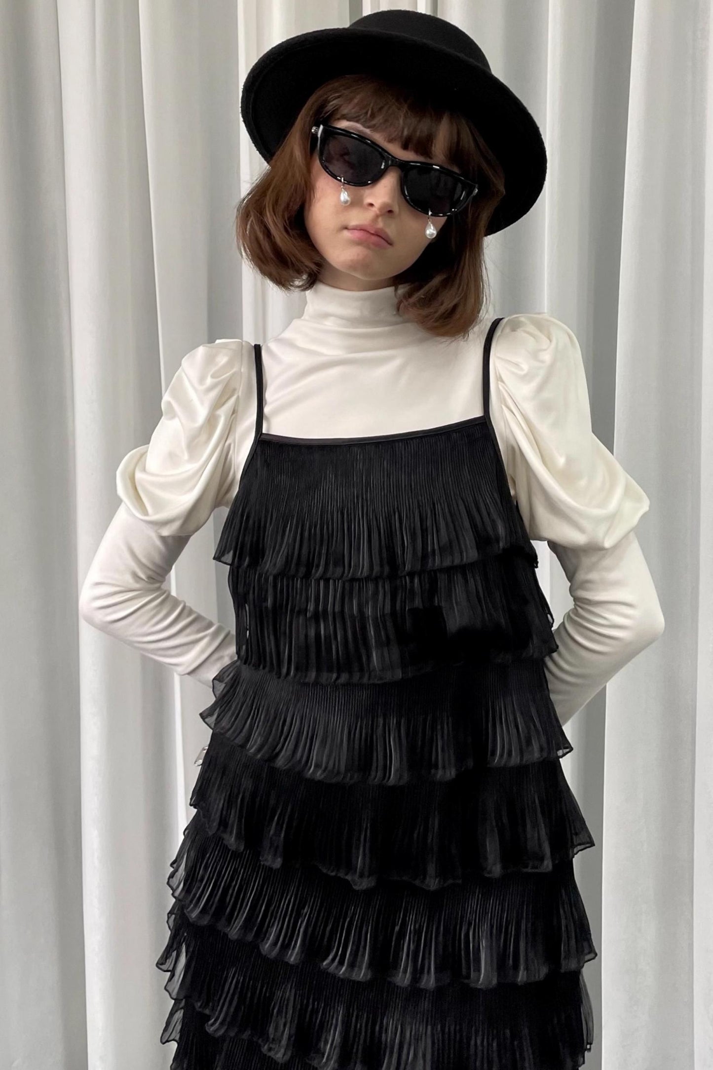 Black Pleated Slip Dress